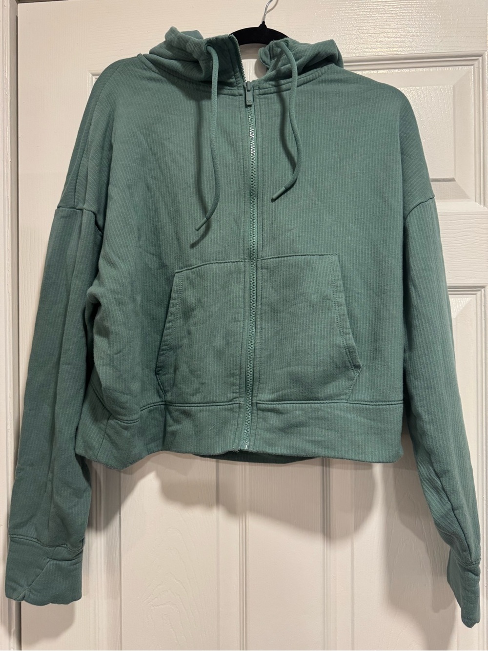 Womens Sage Green Zip-Up Hooded Jacket